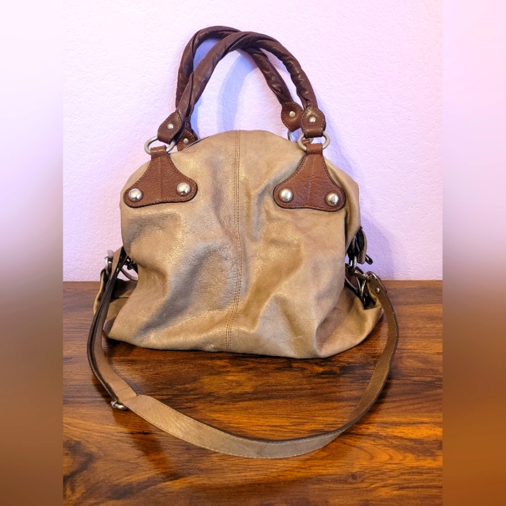 Firenze Italian Leather Bag in Brown/Tan